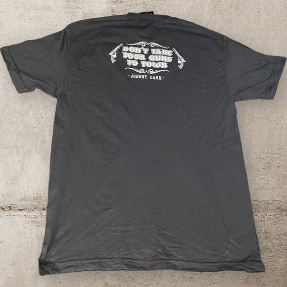 Vintage Johnny Cash Zion Rootswear T-shirt Dont Take your Guns to Town 2004 Y2K - Picture 7 of 10